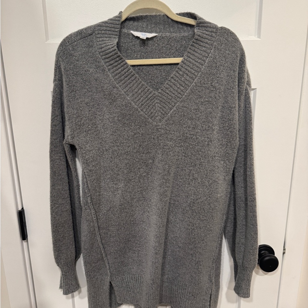Gray V-Neck Women's Sweater